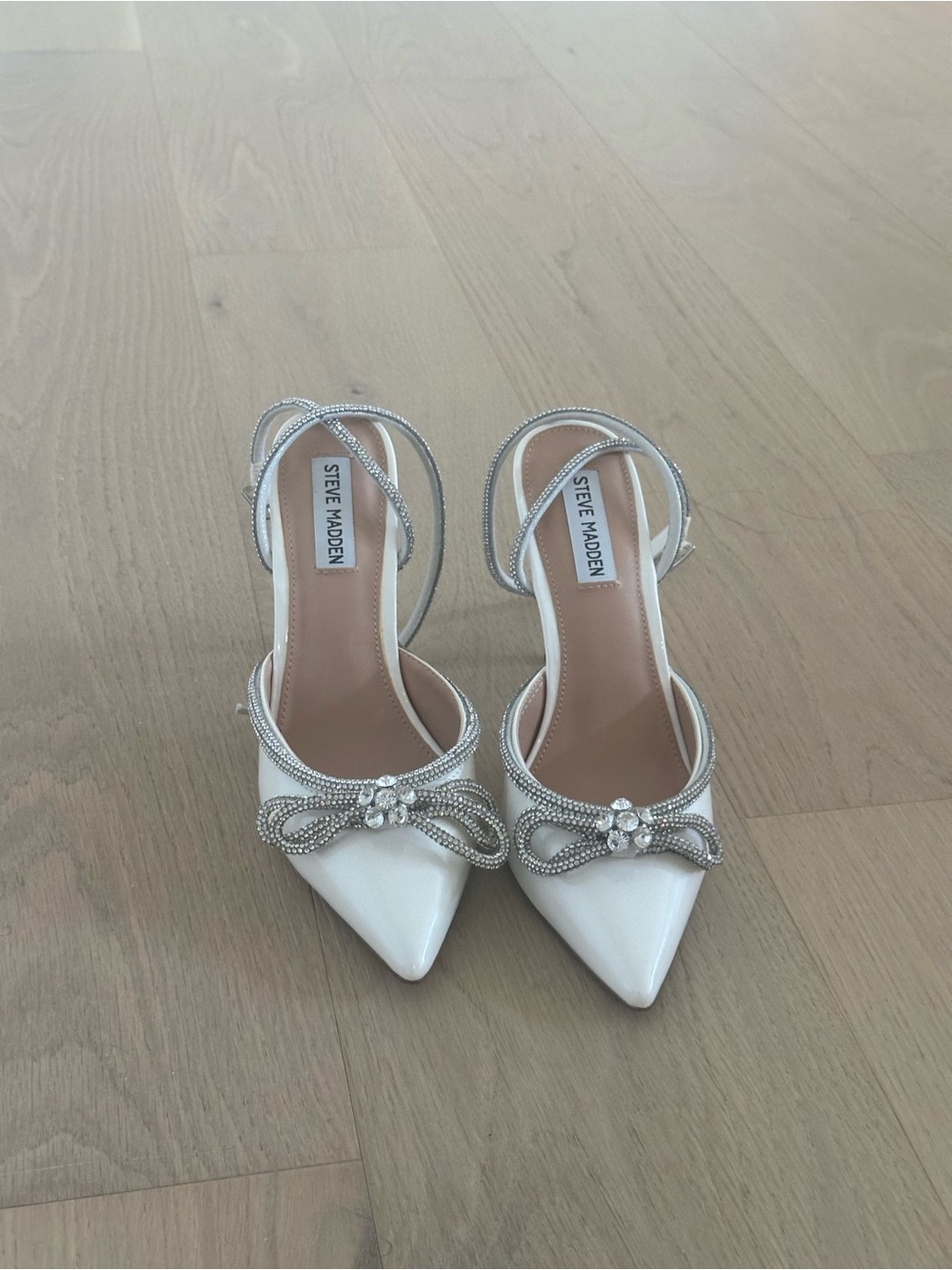Steve Madden White Pointed-Toe Slingback Heel